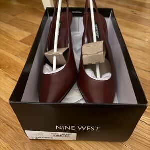 NWT NIB Nine West Dark Red Heels genuine leather